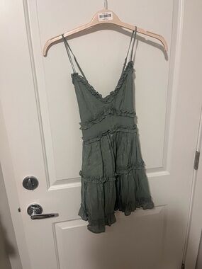 Mi Amore Sage Green Ruffle Tiered Mini Dress